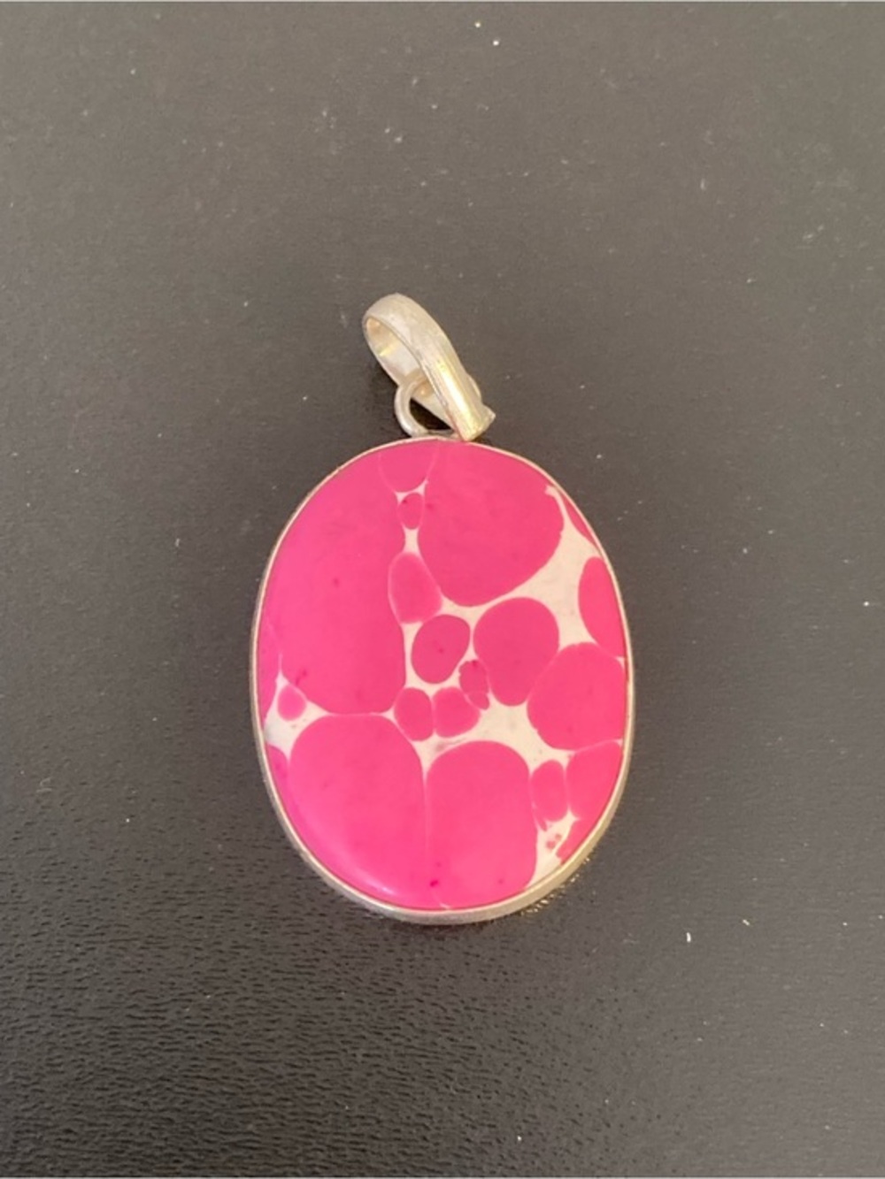 Pink Oval Resin Pendant Necklace - Unbranded